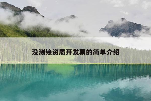 沒測繪資質(zhì)開發(fā)票的簡單介紹